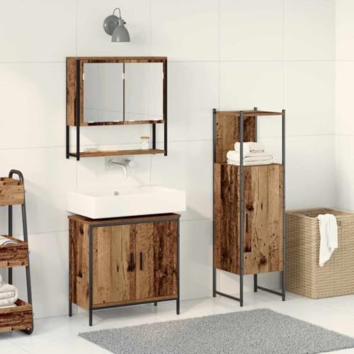 Gecheer 3-teiliges Badezimmermöbelset Alte Holzwerkstoffe, Badezimmerschrank Hängender Badschrank Aufbewahrungsschrank fürs Badezimmer3334367 Gecheer 3-teiliges Badezimmermöbelset Alte Holzwerkstoffe, Badezimmerschrank Hängender Badschrank Aufbewahrungsschrank fürs Badezimmer3334367 von Gecheer