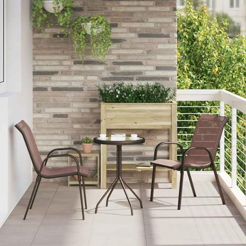 Gecheer 3-teiliges Garten Bistro Set Braun Textilene und Stahl, Bistrosets Gartenmöbel Set Stuhl Tisch für Terrassen Balkone Café-Ecke42003980 von Gecheer