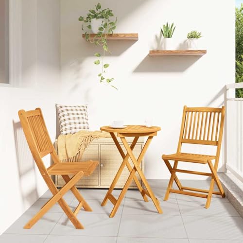 Gecheer 3-teiliges Garten Bistro Set aus massivem Akazienholz, Bistrosets Gartenmöbel Set Stuhl Tisch für Terrassen Balkone Café-Ecke42000947 von Gecheer
