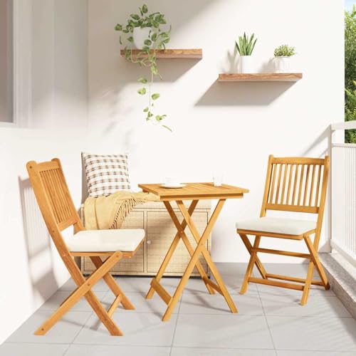 Gecheer 3-teiliges Garten Bistro Set aus massivem Akazienholz, Bistrosets Gartenmöbel Set Stuhl Tisch für Terrassen Balkone Café-Ecke42000951 von Gecheer