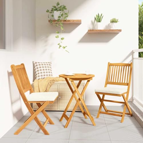 Gecheer 3-teiliges Garten Bistro Set aus solidem Akazienholz, Bistrosets Gartenmöbel Set Stuhl Tisch für Terrassen Balkone Café-Ecke42000948 von Gecheer