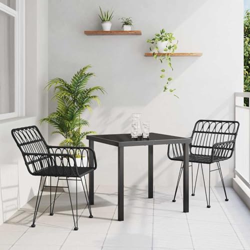 Gecheer 3-teiliges Garten Essset Schwarz Poly Rattan, Gartenmöbel Set Tisch Stühlen for Balkonmöbel Outdoor-Essbereich und Café3379184 Gecheer 3-teiliges Garten Essset Schwarz Poly Rattan, Gartenmöbel Set Tisch Stühlen for Balkonmöbel Outdoor-Essbereich und Café3379184 von Gecheer