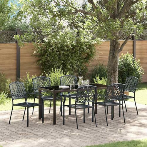 Gecheer 3-teiliges Garten Esstisch-Set Anthrazit-Stahl, Outdoor Essgruppe Wetterfeste Sitzgruppe Esstisch Stühlen for Terrasse Garten Balkon3379307 Gecheer 3-teiliges Garten Esstisch-Set Anthrazit-Stahl, Outdoor Essgruppe Wetterfeste Sitzgruppe Esstisch Stühlen for Terrasse Garten Balkon3379307 von Gecheer