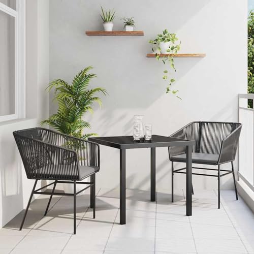 Gecheer 3-teiliges Garten-Esstisch-Set mit Kissen Schwarz Poly-Rattan, Outdoor Essgruppe Wetterfeste Sitzgruppe Esstisch Stühlen for Terrasse Garten Balkon3380918 Gecheer 3-teiliges Garten-Esstisch-Set mit Kissen Schwarz Poly-Rattan, Outdoor Essgruppe Wetterfeste Sitzgruppe Esstisch Stühlen for Terrasse Garten Balkon3380918 von Gecheer
