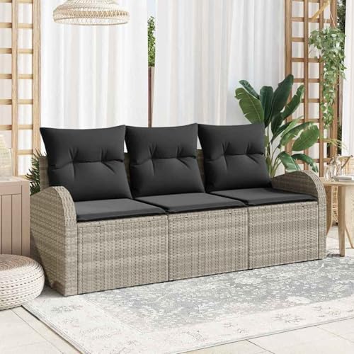 Gecheer 3-teiliges Garten Sofa Set mit Kissen, 2-Sitzer Garten Sofa mit Stauraum & Kissen Poly Rattan, Gartenlounge Esstisch Lounge Möbel Set für Outdoor Garten Terrasse Balkon Möbel3354571 von Gecheer