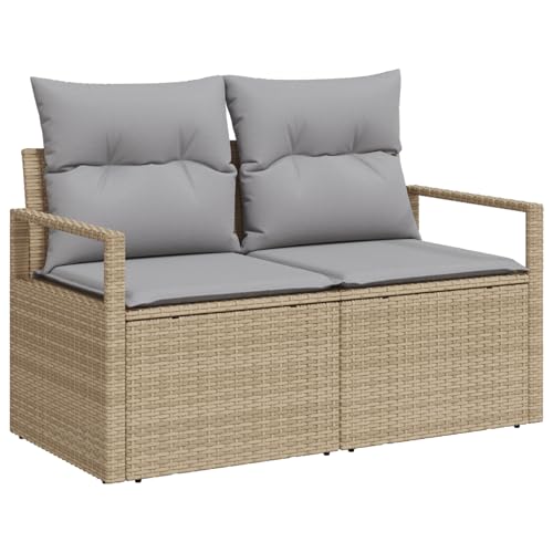 Gecheer 4-teiliges Garten-Sofaset mit Kissen Beige Poly-Rattan Gartenlounge Outdoor Gartensofa Sofa Im Freien von Gecheer