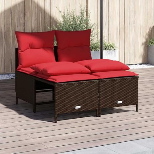 Gecheer 4-teiliges Gartensofa-Set mit Kissen, braun, Polyrattan, Garten Sitzgruppe Esstisch Essgruppe Gartenmöbel Set für Balkon Terrasse Café-Bereich368377 von Gecheer