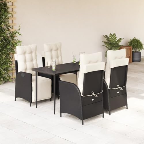Gecheer 5-TLG. Garten-Essgruppe mit Kissen Schwarz Poly Rattan, Outdoor Essgruppe Wetterfeste Sitzgruppe Esstisch Stühlen for Terrasse Garten Balkon3213380 Gecheer 5-TLG. Garten-Essgruppe mit Kissen Schwarz Poly Rattan, Outdoor Essgruppe Wetterfeste Sitzgruppe Esstisch Stühlen for Terrasse Garten Balkon3213380 von Gecheer
