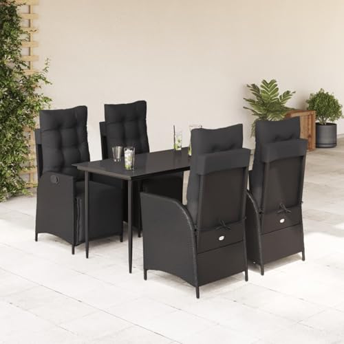 Gecheer 5-TLG. Garten-Essgruppe mit Kissen Schwarz Poly Rattan, Outdoor Essgruppe Wetterfeste Sitzgruppe Esstisch Stühlen for Terrasse Garten Balkon3213394 Gecheer 5-TLG. Garten-Essgruppe mit Kissen Schwarz Poly Rattan, Outdoor Essgruppe Wetterfeste Sitzgruppe Esstisch Stühlen for Terrasse Garten Balkon3213394 von Gecheer