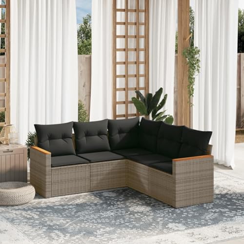 Gecheer 5-TLG. Gartenlounge Set, Balkonlounge Set, Terrassensofa, Loungemöbel Polyrattan, Polyrattan Gartenmöbel, Garten Sofa Set, Kissen von Gecheer