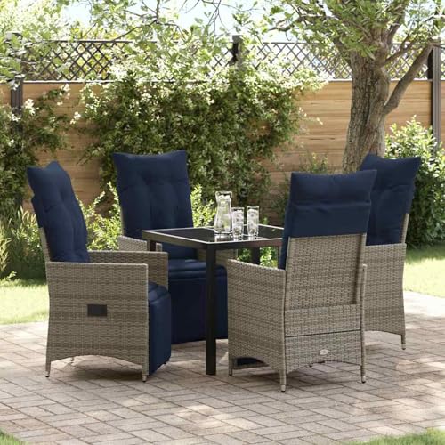 Gecheer 5-teilige Garten Essgruppe mit Kissen Grau Poly Rattan, Gartentisch Schwarz 80x80x73 cm, Outdoor Essgruppe Wetterfeste Sitzgruppe Esstisch Stühlen for Terrasse Garten Balkon3379598 Gecheer 5-teilige Garten Essgruppe mit Kissen Grau Poly Rattan, Gartentisch Schwarz 80x80x73 cm, Outdoor Essgruppe Wetterfeste Sitzgruppe Esstisch Stühlen for Terrasse Garten Balkon3379598 von Gecheer