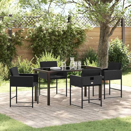 Gecheer 5-teilige Garten-Essgruppe mit Kissen Schwarz Poly Rattan, Outdoor Essgruppe Wetterfeste Sitzgruppe Esstisch Stühlen for Terrasse Garten Balkon3380009 Gecheer 5-teilige Garten-Essgruppe mit Kissen Schwarz Poly Rattan, Outdoor Essgruppe Wetterfeste Sitzgruppe Esstisch Stühlen for Terrasse Garten Balkon3380009 von Gecheer