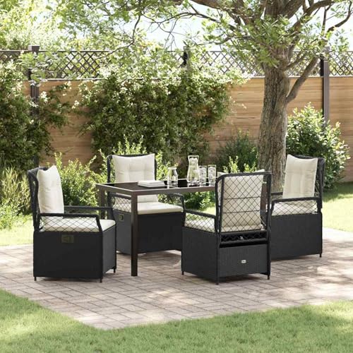 Gecheer 5-teiliges Garten-Dining-Set Schwarz Poly-Rattan, Outdoor Essgruppe Wetterfeste Sitzgruppe Esstisch Stühlen for Terrasse Garten Balkon3380983 Gecheer 5-teiliges Garten-Dining-Set Schwarz Poly-Rattan, Outdoor Essgruppe Wetterfeste Sitzgruppe Esstisch Stühlen for Terrasse Garten Balkon3380983 von Gecheer