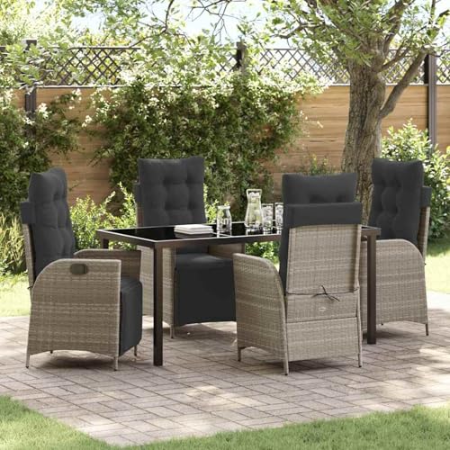 Gecheer 5-teiliges Garten-ESS-Set Hellgrau aus Poly-Rattan, Outdoor Essgruppe Wetterfeste Sitzgruppe Esstisch Stühlen for Terrasse Garten Balkon3380571 Gecheer 5-teiliges Garten-ESS-Set Hellgrau aus Poly-Rattan, Outdoor Essgruppe Wetterfeste Sitzgruppe Esstisch Stühlen for Terrasse Garten Balkon3380571 von Gecheer