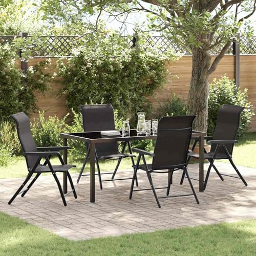Gecheer 5-teiliges Garten-ESS-Set Schwarz Poly-Rattan, Gartenmöbel Set Tisch Stühlen for Balkonmöbel Outdoor-Essbereich und Café3379271 von Gecheer