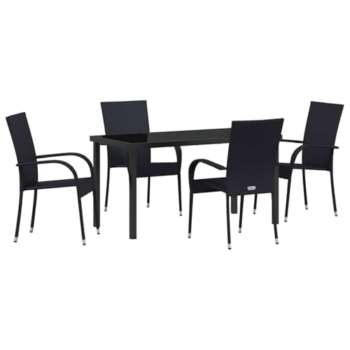 Gecheer 5-teiliges Garten-ESS-Set Schwarz Poly-Rattan, Outdoor Essgruppe Wetterfeste Sitzgruppe Esstisch Stühlen for Terrasse Garten Balkon3379403 Gecheer 5-teiliges Garten-ESS-Set Schwarz Poly-Rattan, Outdoor Essgruppe Wetterfeste Sitzgruppe Esstisch Stühlen for Terrasse Garten Balkon3379403 von Gecheer