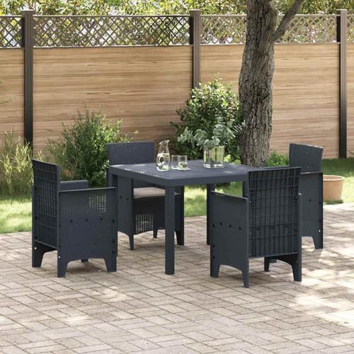 Gecheer 5-teiliges Garten Essgruppe mit Kissen Anthrazit Poly Rattan, Outdoor Essgruppe Wetterfeste Sitzgruppe Esstisch Stühlen for Terrasse Garten Balkon3378533 Gecheer 5-teiliges Garten Essgruppe mit Kissen Anthrazit Poly Rattan, Outdoor Essgruppe Wetterfeste Sitzgruppe Esstisch Stühlen for Terrasse Garten Balkon3378533 von Gecheer