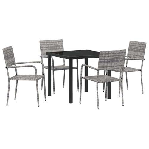 Gecheer 5-teiliges Garten Essset Grau Poly Rattan, Gartenmöbel Set Tisch Stühlen for Balkonmöbel Outdoor-Essbereich und Café3380044 Gecheer 5-teiliges Garten Essset Grau Poly Rattan, Gartenmöbel Set Tisch Stühlen for Balkonmöbel Outdoor-Essbereich und Café3380044 von Gecheer