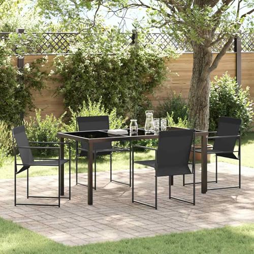 Gecheer 5-teiliges Garten-Essset Schwarz Textilene und Stahl, Outdoor Essgruppe Wetterfeste Sitzgruppe Esstisch Stühlen for Terrasse Garten Balkon3379343 Gecheer 5-teiliges Garten-Essset Schwarz Textilene und Stahl, Outdoor Essgruppe Wetterfeste Sitzgruppe Esstisch Stühlen for Terrasse Garten Balkon3379343 von Gecheer