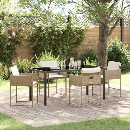 Gecheer 5-teiliges Garten Essset mit Kissen Beige Poly Rattan, Gartenmöbel Set Tisch Stühlen for Balkonmöbel Outdoor-Essbereich und Café3380022 Gecheer 5-teiliges Garten Essset mit Kissen Beige Poly Rattan, Gartenmöbel Set Tisch Stühlen for Balkonmöbel Outdoor-Essbereich und Café3380022 von Gecheer