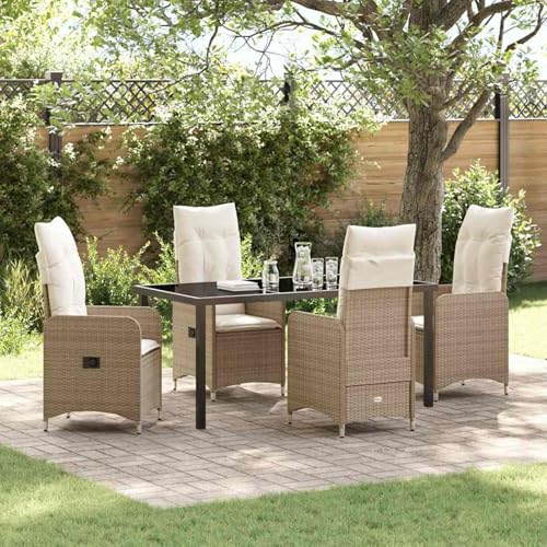 Gecheer 5-teiliges Garten-Essset mit Kissen Beige Poly Rattan, Outdoor Essgruppe Wetterfeste Sitzgruppe Esstisch Stühlen for Terrasse Garten Balkon3379656 Gecheer 5-teiliges Garten-Essset mit Kissen Beige Poly Rattan, Outdoor Essgruppe Wetterfeste Sitzgruppe Esstisch Stühlen for Terrasse Garten Balkon3379656 von Gecheer
