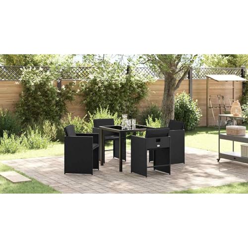 Gecheer 5-teiliges Garten-Essset mit Kissen Schwarz Poly-Rattan, Gartenmöbel Set Tisch Stühlen for Balkonmöbel Outdoor-Essbereich und Café3379976 Gecheer 5-teiliges Garten-Essset mit Kissen Schwarz Poly-Rattan, Gartenmöbel Set Tisch Stühlen for Balkonmöbel Outdoor-Essbereich und Café3379976 von Gecheer