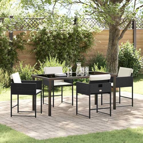 Gecheer 5-teiliges Garten-Esstisch-Set mit Kissen Schwarz Poly-Rattan, Gartenmöbel Set Tisch Stühlen for Balkonmöbel Outdoor-Essbereich und Café3380006 Gecheer 5-teiliges Garten-Esstisch-Set mit Kissen Schwarz Poly-Rattan, Gartenmöbel Set Tisch Stühlen for Balkonmöbel Outdoor-Essbereich und Café3380006 von Gecheer