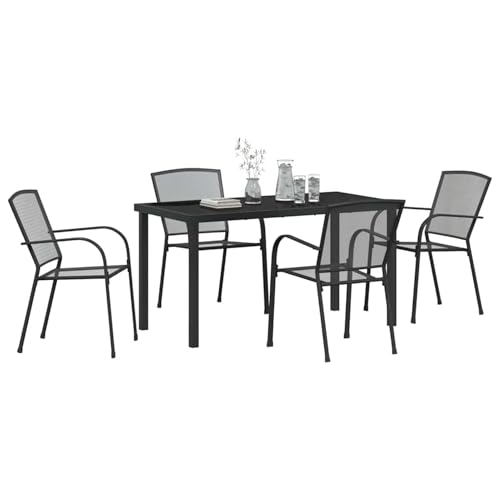 Gecheer 5-teiliges Garten-Esszimmer-Set Anthrazit Stahl, Gartenmöbel Tisch und Stühle Set für Garten Terrasse Café Outdoor Essbereich3379284 von Gecheer