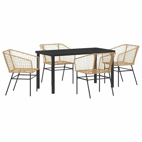 Gecheer 5-teiliges Garten-Esszimmer Set Braun Poly-Rattan, Outdoor Essgruppe Wetterfeste Sitzgruppe Esstisch Stühlen for Terrasse Garten Balkon3380899 Gecheer 5-teiliges Garten-Esszimmer Set Braun Poly-Rattan, Outdoor Essgruppe Wetterfeste Sitzgruppe Esstisch Stühlen for Terrasse Garten Balkon3380899 von Gecheer
