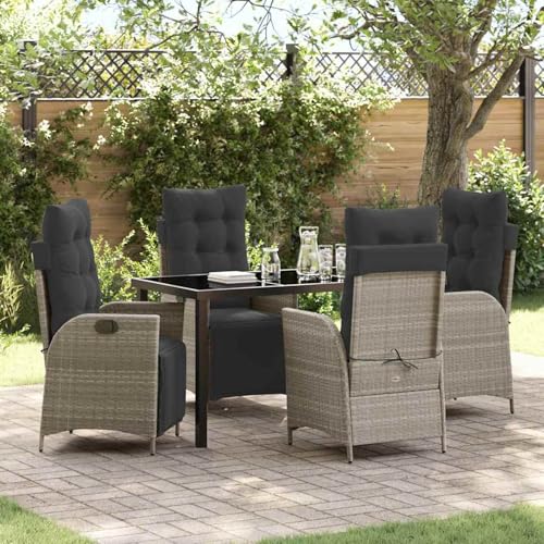 Gecheer 5-teiliges Garten-Esszimmer-Set Hellgraues Poly-Rattan, Outdoor Essgruppe Wetterfeste Sitzgruppe Esstisch Stühlen for Terrasse Garten Balkon3380570 Gecheer 5-teiliges Garten-Esszimmer-Set Hellgraues Poly-Rattan, Outdoor Essgruppe Wetterfeste Sitzgruppe Esstisch Stühlen for Terrasse Garten Balkon3380570 von Gecheer