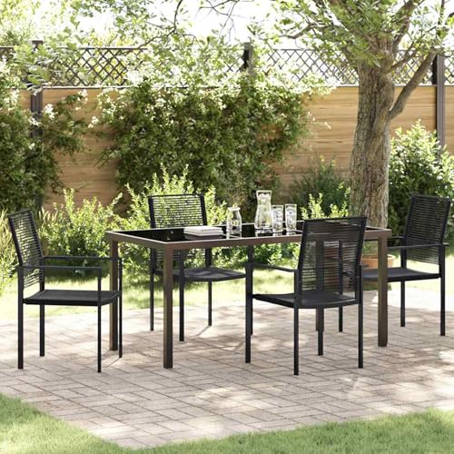 Gecheer 5-teiliges Garten-Esszimmer-Set Schwarz PVC-Rattan, Outdoor Essgruppe Wetterfeste Sitzgruppe Esstisch Stühlen for Terrasse Garten Balkon3379166 Gecheer 5-teiliges Garten-Esszimmer-Set Schwarz PVC-Rattan, Outdoor Essgruppe Wetterfeste Sitzgruppe Esstisch Stühlen for Terrasse Garten Balkon3379166 von Gecheer