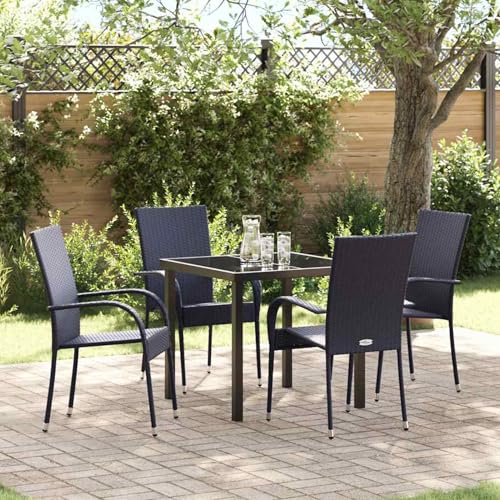 Gecheer 5-teiliges Garten-Esszimmer-Set Schwarz Poly-Rattan, Gartenmöbel Set Tisch Stühlen for Balkonmöbel Outdoor-Essbereich und Café3379402 Gecheer 5-teiliges Garten-Esszimmer-Set Schwarz Poly-Rattan, Gartenmöbel Set Tisch Stühlen for Balkonmöbel Outdoor-Essbereich und Café3379402 von Gecheer