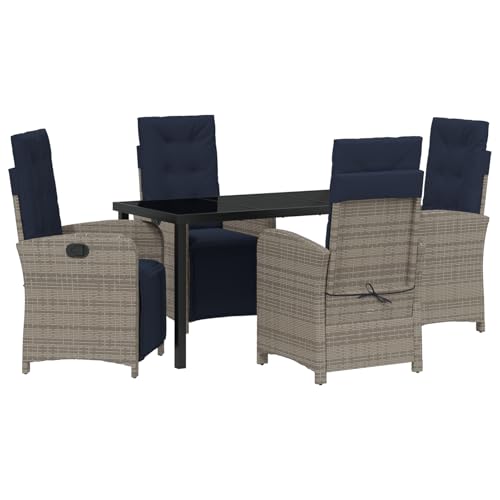 Gecheer 5-teiliges Garten-Esszimmer-Set aus grauem Poly-Rattan., Gartenmöbel Tisch und Stühle Set für Garten Terrasse Café Outdoor Essbereich von Gecheer