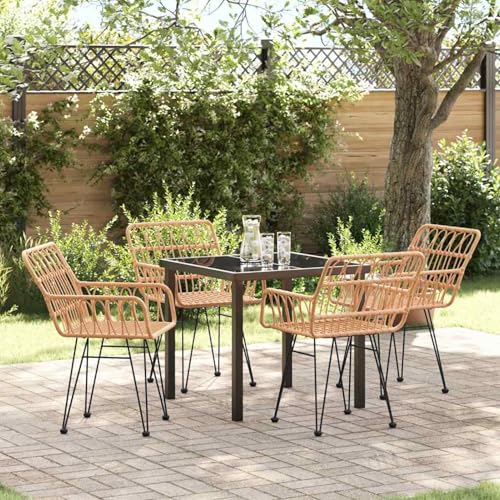 Gecheer 5-teiliges Garten-Esszimmer-Set braunes Poly-Rattan, Outdoor Essgruppe Wetterfeste Sitzgruppe Esstisch Stühlen for Terrasse Garten Balkon3379178 Gecheer 5-teiliges Garten-Esszimmer-Set braunes Poly-Rattan, Outdoor Essgruppe Wetterfeste Sitzgruppe Esstisch Stühlen for Terrasse Garten Balkon3379178 von Gecheer