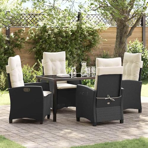 Gecheer 5-teiliges Garten-Esszimmer-Set mit Kissen Schwarzes Poly-Rattan, Outdoor Essgruppe Wetterfeste Sitzgruppe Esstisch Stühlen for Terrasse Garten Balkon3380367 Gecheer 5-teiliges Garten-Esszimmer-Set mit Kissen Schwarzes Poly-Rattan, Outdoor Essgruppe Wetterfeste Sitzgruppe Esstisch Stühlen for Terrasse Garten Balkon3380367 von Gecheer