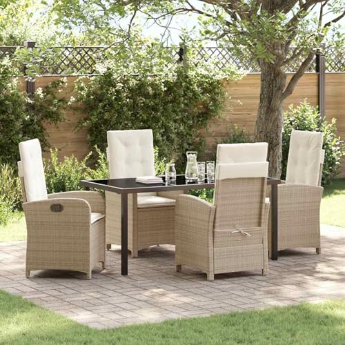 Gecheer 5-teiliges Garten-Esszimmer-Set mit Kissen in beige Poly-Rattan, Outdoor Essgruppe Wetterfeste Sitzgruppe Esstisch Stühlen for Terrasse Garten Balkon3380284 Gecheer 5-teiliges Garten-Esszimmer-Set mit Kissen in beige Poly-Rattan, Outdoor Essgruppe Wetterfeste Sitzgruppe Esstisch Stühlen for Terrasse Garten Balkon3380284 von Gecheer