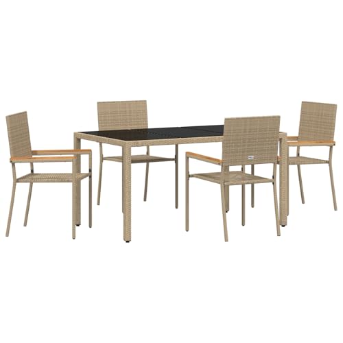 Gecheer 5-teiliges Garten Esszimmerset Beiger Poly Rattan Gartenmöbel Tisch und Stühle Set für Garten Terrasse Café Outdoor Essbereich Gecheer 5-teiliges Garten Esszimmerset Beiger Poly Rattan Gartenmöbel Tisch und Stühle Set für Garten Terrasse Café Outdoor Essbereich von Gecheer