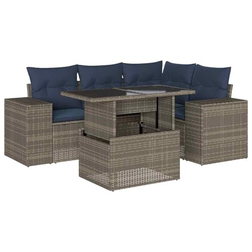 Gecheer 5-teiliges Gartensofa-Set mit Kissen, grau, Polyrattan, Gartenlounge Esstisch Lounge Möbel Set für Outdoor Garten Terrasse Balkon Möbel3269141 Gecheer 5-teiliges Gartensofa-Set mit Kissen, grau, Polyrattan, Gartenlounge Esstisch Lounge Möbel Set für Outdoor Garten Terrasse Balkon Möbel3269141 von Gecheer