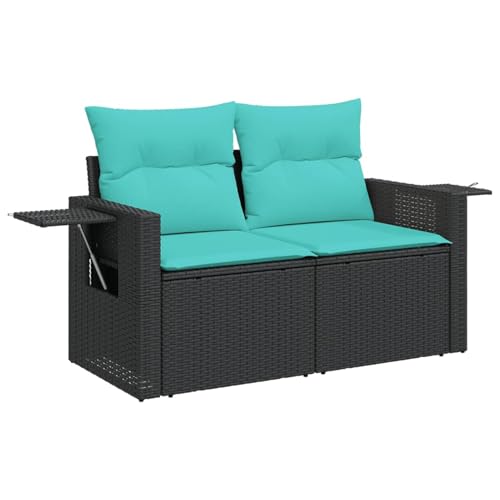 Gecheer 5-teiliges Gartensofa-Set mit Kissen, schwarzes Polyrattan, Garten Sitzgruppe Esstisch Essgruppe Gartenmöbel Set für Balkon Terrasse Café-Bereich3220116 von Gecheer