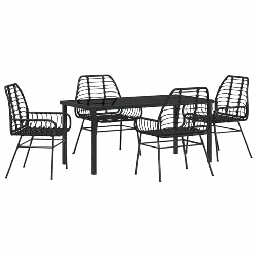 Gecheer 5-teiliges Gartentisch-Set Schwarz Poly Rattan, Essgruppe Sitzgruppe Outdoor Gartenmöbel Set für Terrasse Balkon Restaurant3380844 Gecheer 5-teiliges Gartentisch-Set Schwarz Poly Rattan, Essgruppe Sitzgruppe Outdoor Gartenmöbel Set für Terrasse Balkon Restaurant3380844 von Gecheer