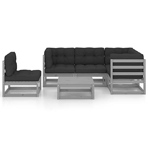 Gecheer 6-TLG. Garten Lounge Set mit Kissen, Holz Gartensofa, Lounge Gartenmöbel Set Holz Sitzgruppe Garten Loungemöbel Gartenlounge Sofa Terrassenmöbel Sitzgarnitur Gartengarnitur Kiefer Massivholz von Gecheer