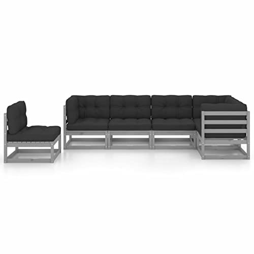 Gecheer 6-TLG. Garten Lounge Set mit Kissen, Holz Gartensofa, Lounge Gartenmöbel Set Holz Sitzgruppe Garten Loungemöbel Gartenlounge Sofa Terrassenmöbel Sitzgarnitur Gartengarnitur Kiefer Massivholz von Gecheer