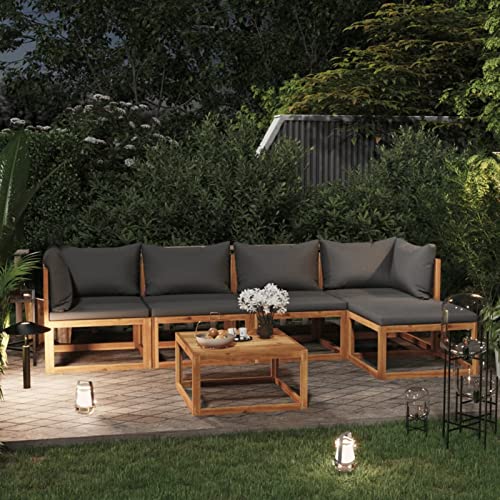 Gecheer 6-TLG. Garten Loungemöbel Set, Garten Lounge, Sitzgruppe Gartenmöbel, Outdoor Sofa, Loungemöbel Terrasse, Balkonmöbel, Gartensofa mit Auflagen Massivholz Akazie von Gecheer