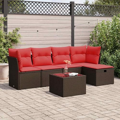 Gecheer 6-TLG. Garten-Sofagarnitur mit Kissen Braun Poly Rattan, Outdoor Lounge Sitzgruppe zum Entspannen für Terrasse und Garten3325280 Gecheer 6-TLG. Garten-Sofagarnitur mit Kissen Braun Poly Rattan, Outdoor Lounge Sitzgruppe zum Entspannen für Terrasse und Garten3325280 von Gecheer
