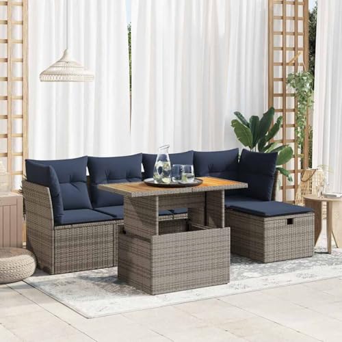 Gecheer 6-TLG. Garten-Sofagarnitur mit Kissen Grau Poly Rattan Akazie, Outdoor Lounge Sitzgruppe zum Entspannen für Terrasse und Garten3327971 Gecheer 6-TLG. Garten-Sofagarnitur mit Kissen Grau Poly Rattan Akazie, Outdoor Lounge Sitzgruppe zum Entspannen für Terrasse und Garten3327971 von Gecheer