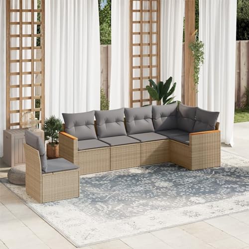 Gecheer 6-TLG. Gartenlounge Set, Balkonlounge Set, Terrassensofa, Loungemöbel Polyrattan, Polyrattan Gartenmöbel, Garten Sofa Set, Kissen von Gecheer