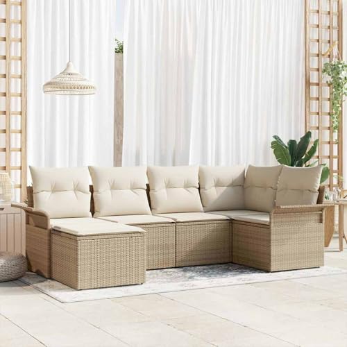 Gecheer 6-teiliges Garten Sofa Set mit Kissen Beige, 2-Sitzer Garten Sofa mit Stauraum & Kissen Beige Poly Rattan, Gartenlounge Esstisch Lounge Möbel Set für Garten Terrasse Balkon Möbel3354100 Gecheer 6-teiliges Garten Sofa Set mit Kissen Beige, 2-Sitzer Garten Sofa mit Stauraum & Kissen Beige Poly Rattan, Gartenlounge Esstisch Lounge Möbel Set für Garten Terrasse Balkon Möbel3354100 von Gecheer