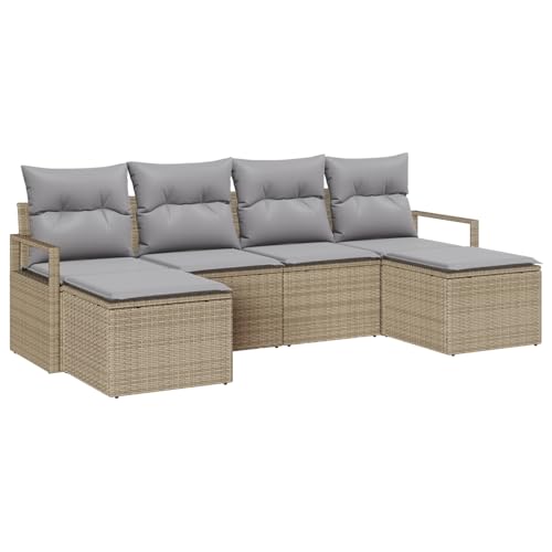 Gecheer 6-teiliges Garten-Sofa-Set mit Kissen Beige Poly-Rattan Gecheer 6-teiliges Garten-Sofa-Set mit Kissen Beige Poly-Rattan von Gecheer