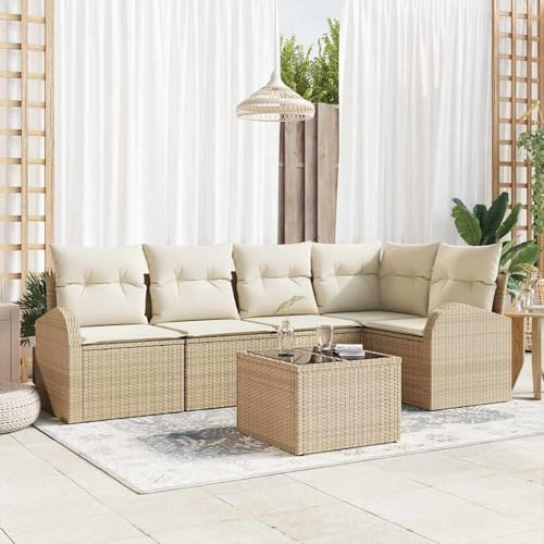 Gecheer 6-teiliges Garten Sofa Set mit Kissen Braun, 2-Sitzer Garten Sofa mit Stauraum & Kissen Beige Poly Rattan, Gartenlounge Esstisch Lounge Möbel Set für Garten Terrasse Balkon Möbel3354720 Gecheer 6-teiliges Garten Sofa Set mit Kissen Braun, 2-Sitzer Garten Sofa mit Stauraum & Kissen Beige Poly Rattan, Gartenlounge Esstisch Lounge Möbel Set für Garten Terrasse Balkon Möbel3354720 von Gecheer