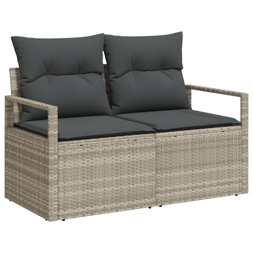 Gecheer 6-teiliges Garten Sofa Set mit Kissen Hellgrau Poly Rattan von Gecheer